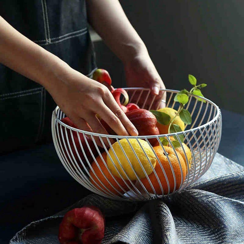 Metal fruit plate, fruit basket 25 cm white twisted