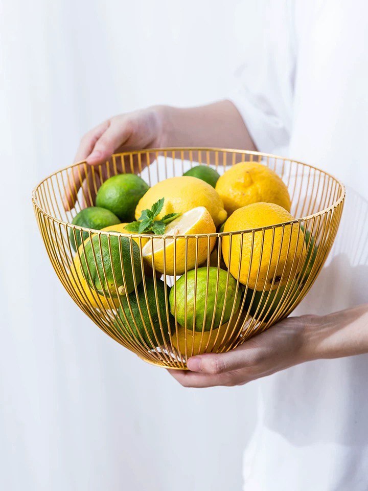 Metal fruit plate 25.5 cm gold