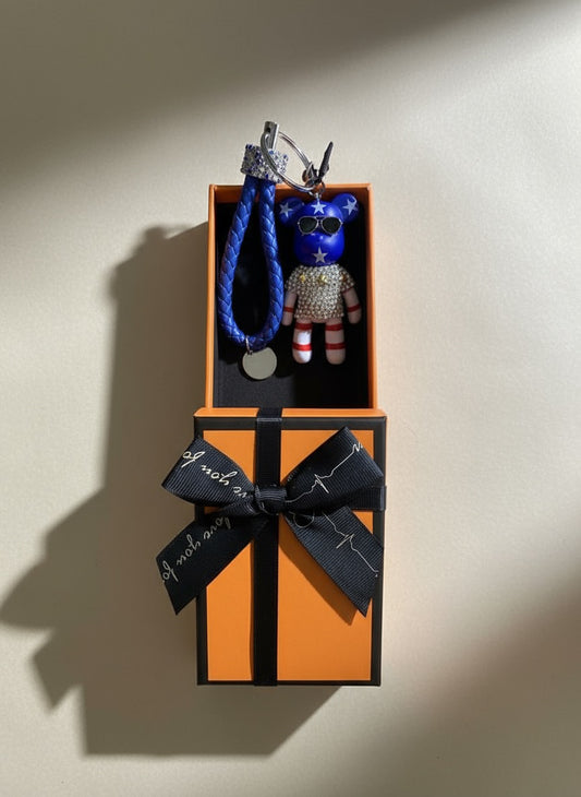 Fashion bear keychain with Sunglasses and Sparkle