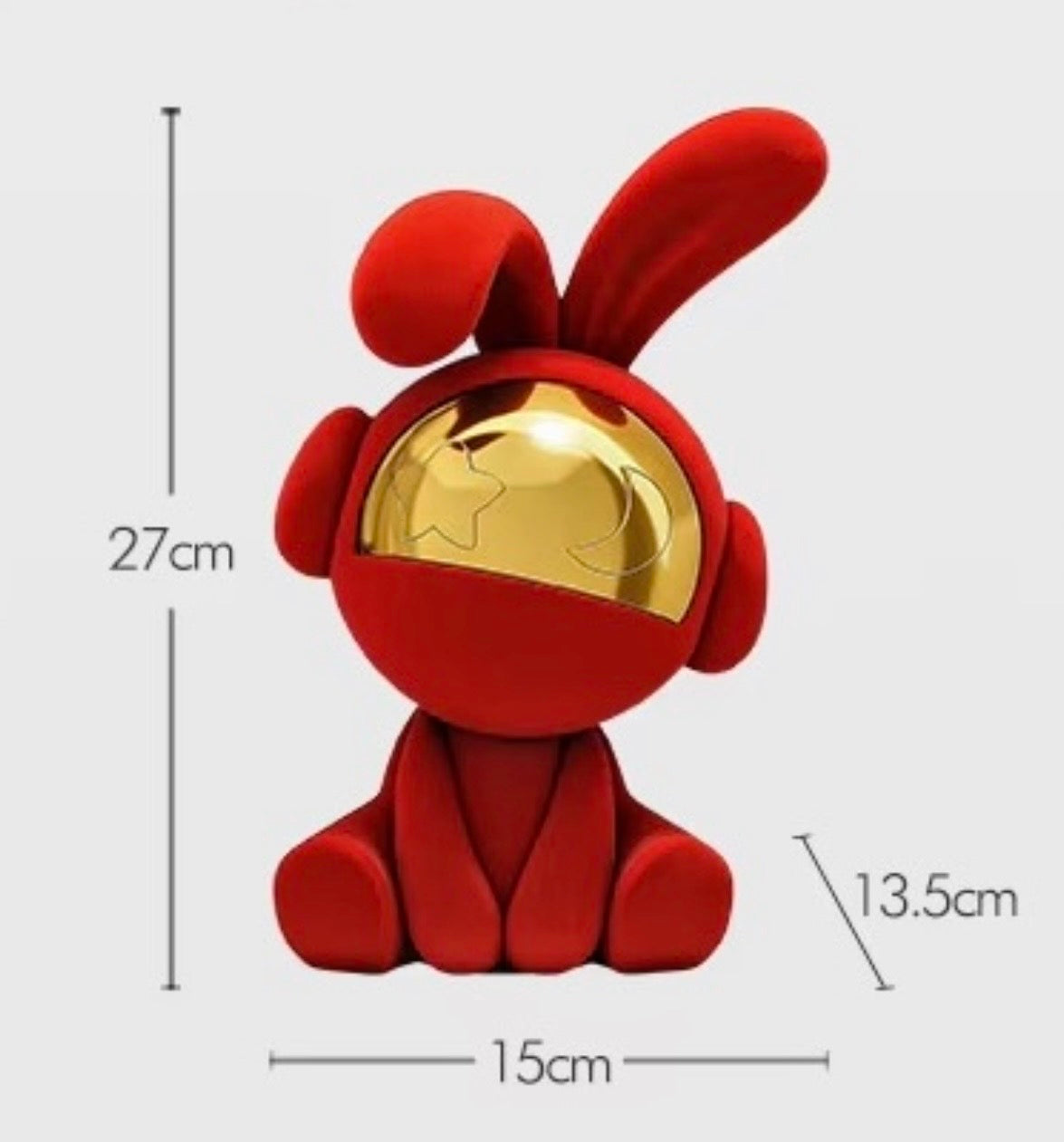 Modern Red Rabbit Astronaut Statue – Nordic Luxury Velvet Bunny Figurine with Gold Mirror Mas