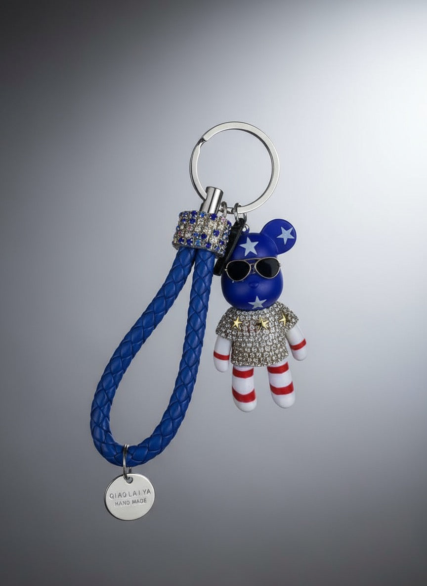 Fashion bear keychain with Sunglasses and Sparkle
