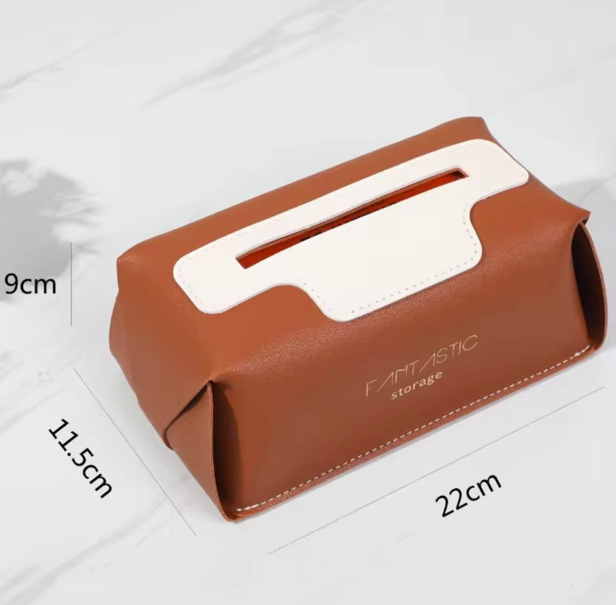 Faux Leather Tissue Box Cover – Modern Facial Tissue Holder for Home & Office