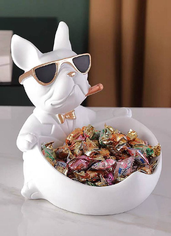 White French Bulldog Statue