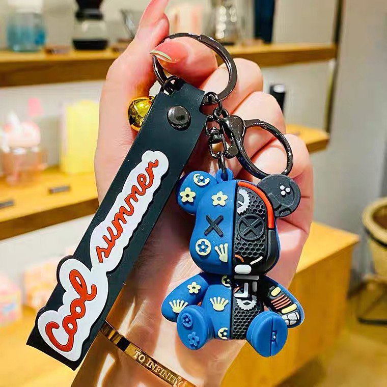 Porte-clés ours noir et bleu