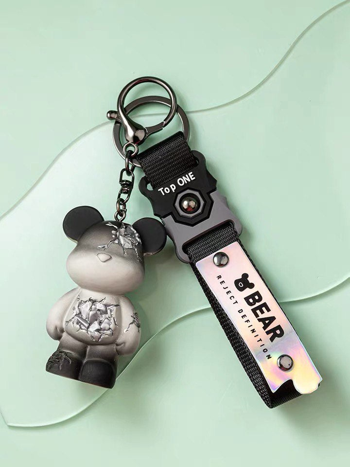 Porte-clés ours cassé noir