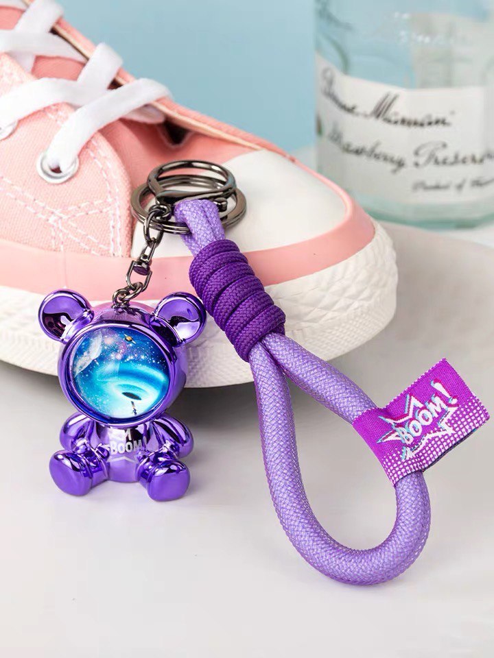 Keychain space bear purple