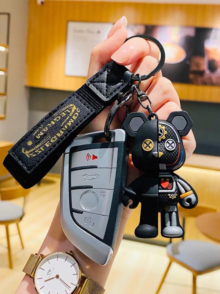 Bracelet pour clé Bearbrick noir, bracelet pour sac à main
