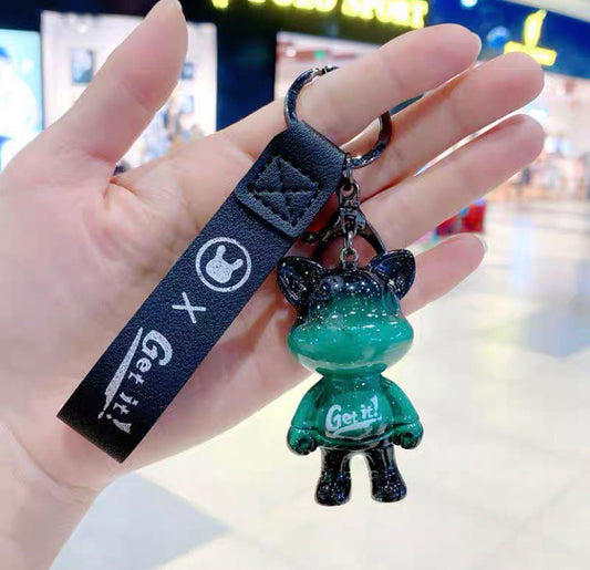 Keychain star cat green