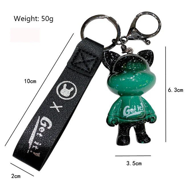 Keychain star cat green