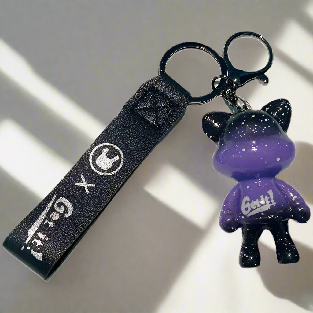 Keychain star cat purple