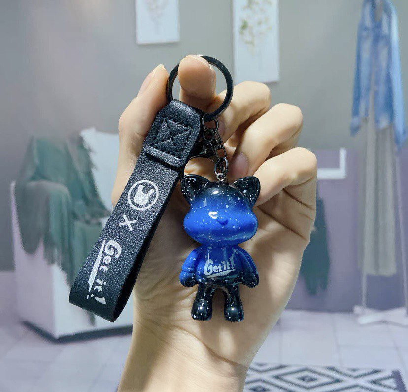 Keychain star cat blue