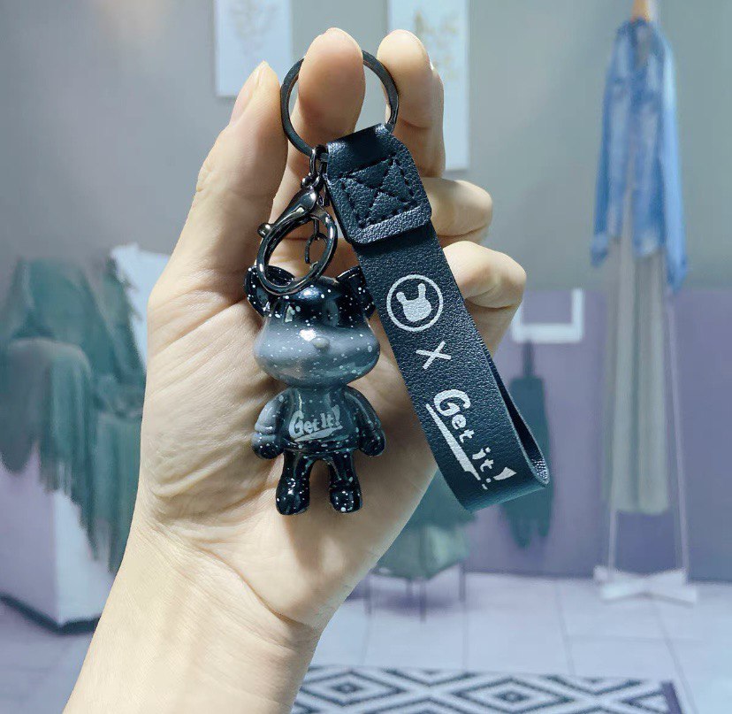Keychain star cat black