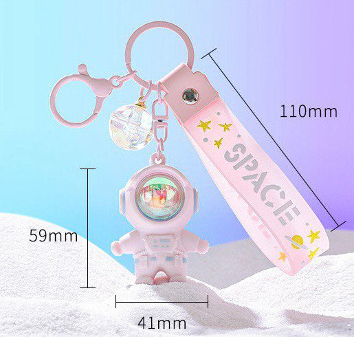 Astronaut keychain with flashlight pink