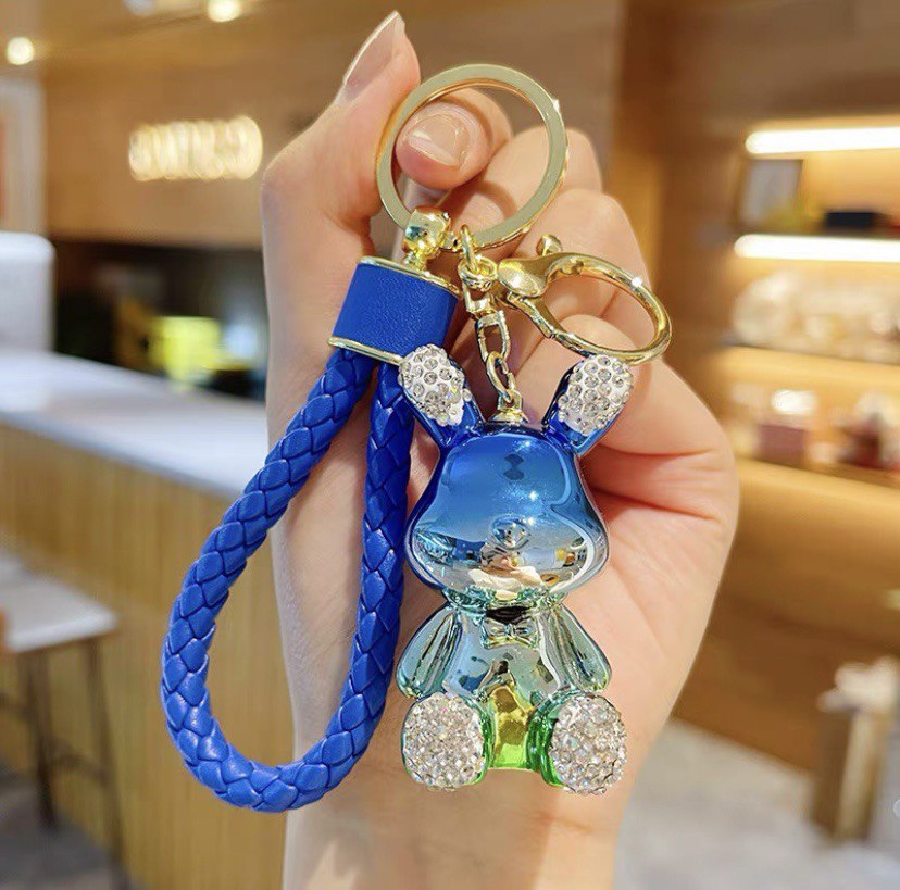 Keychain rabbit blue shine