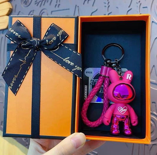 Keychain space rabbit pink