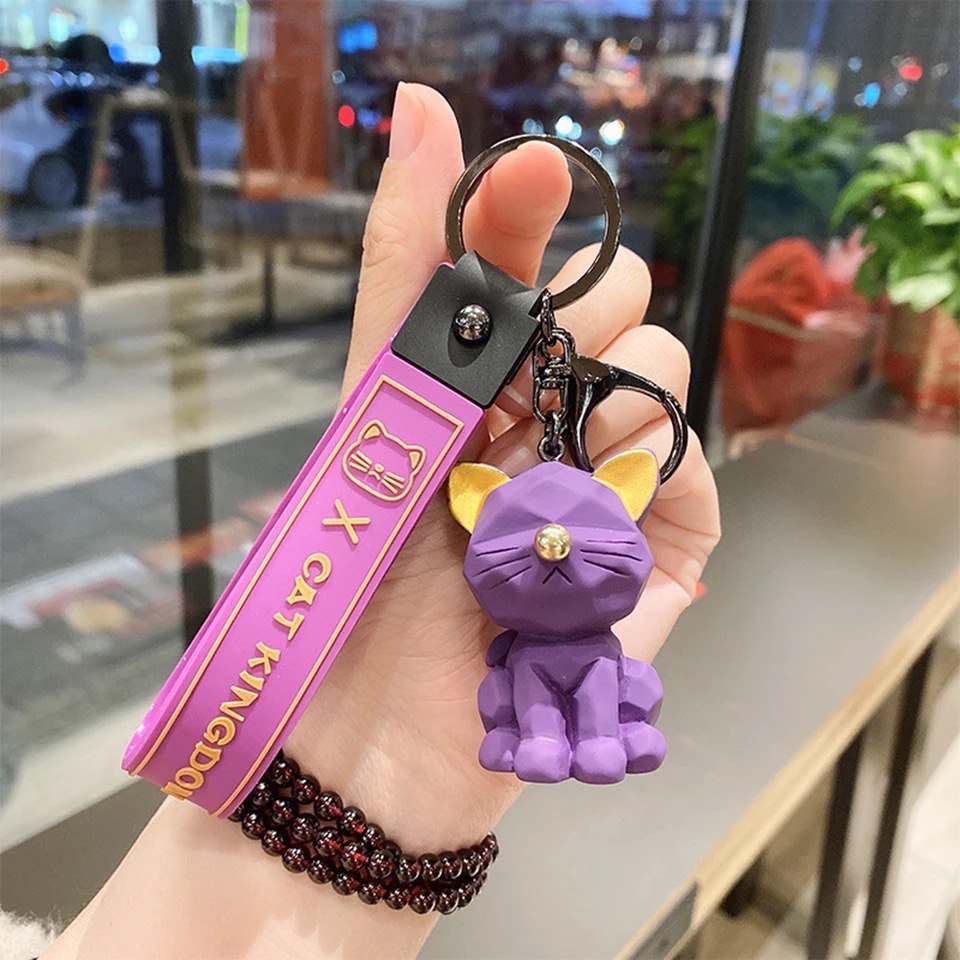 Keychain cat purple