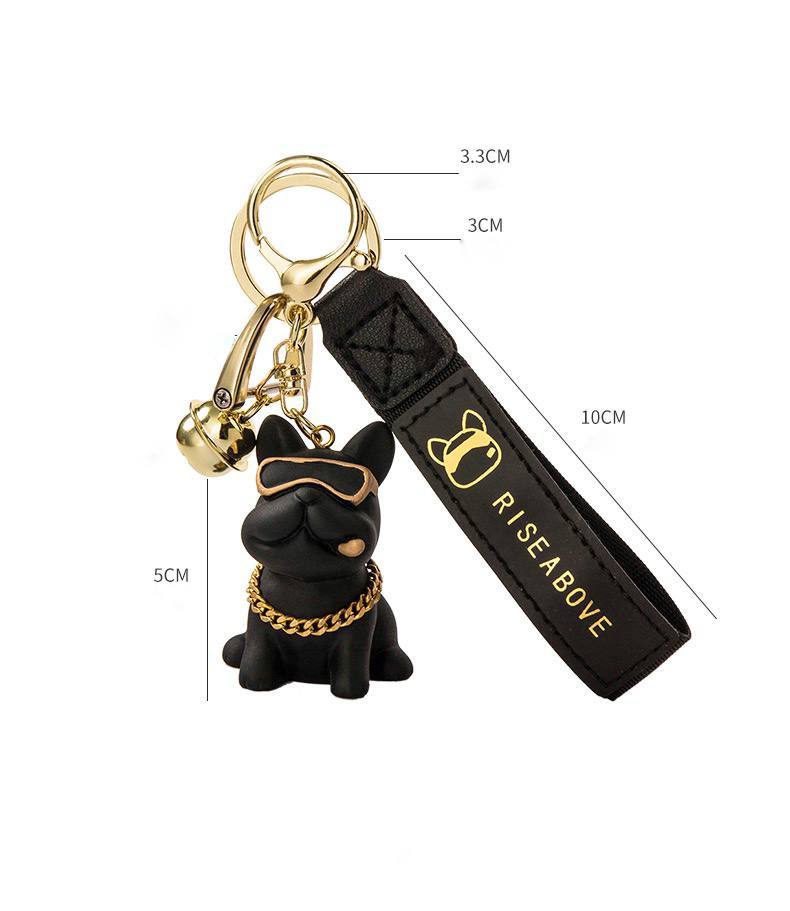 Keychain bulldog black in glasses