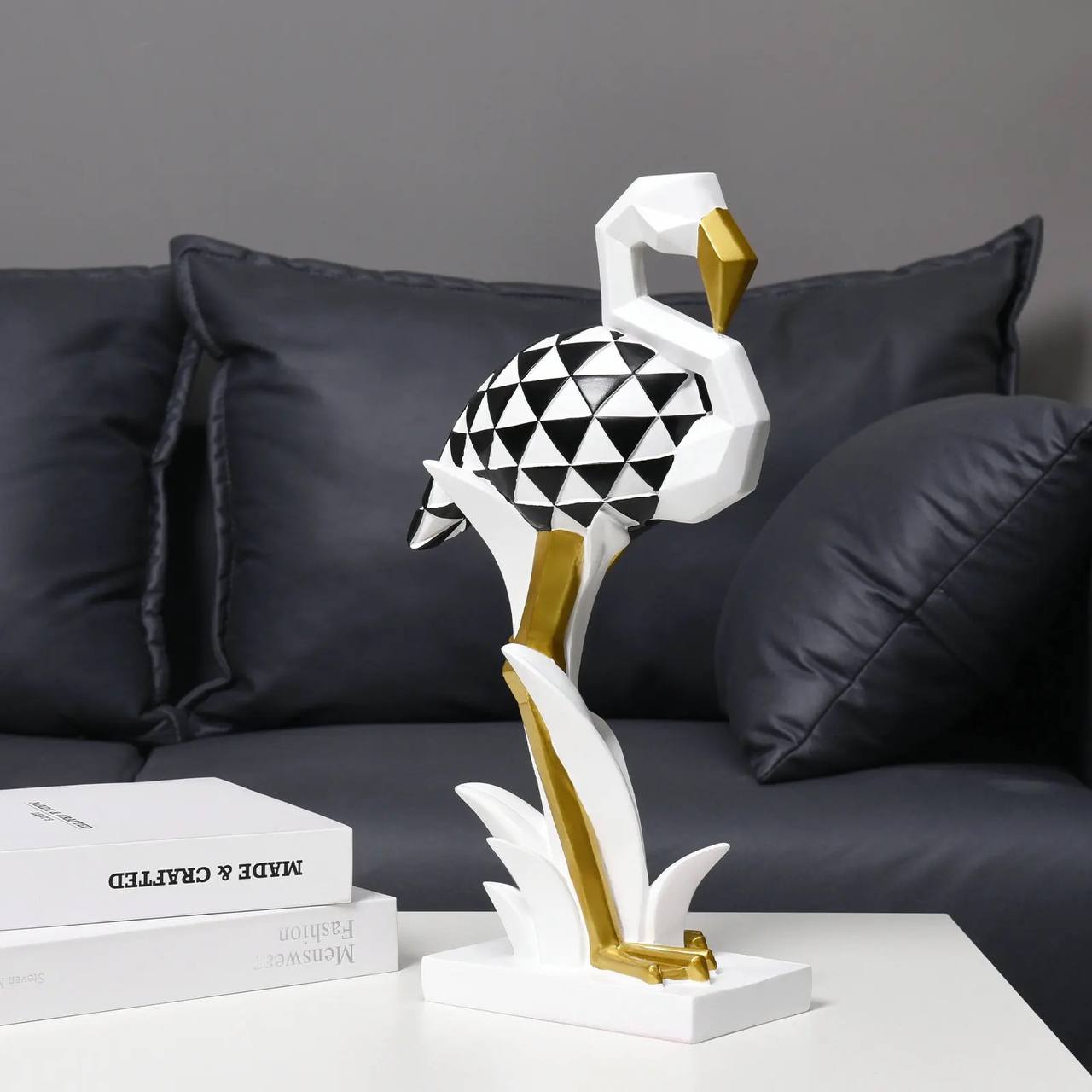Flamingo figurine black and white