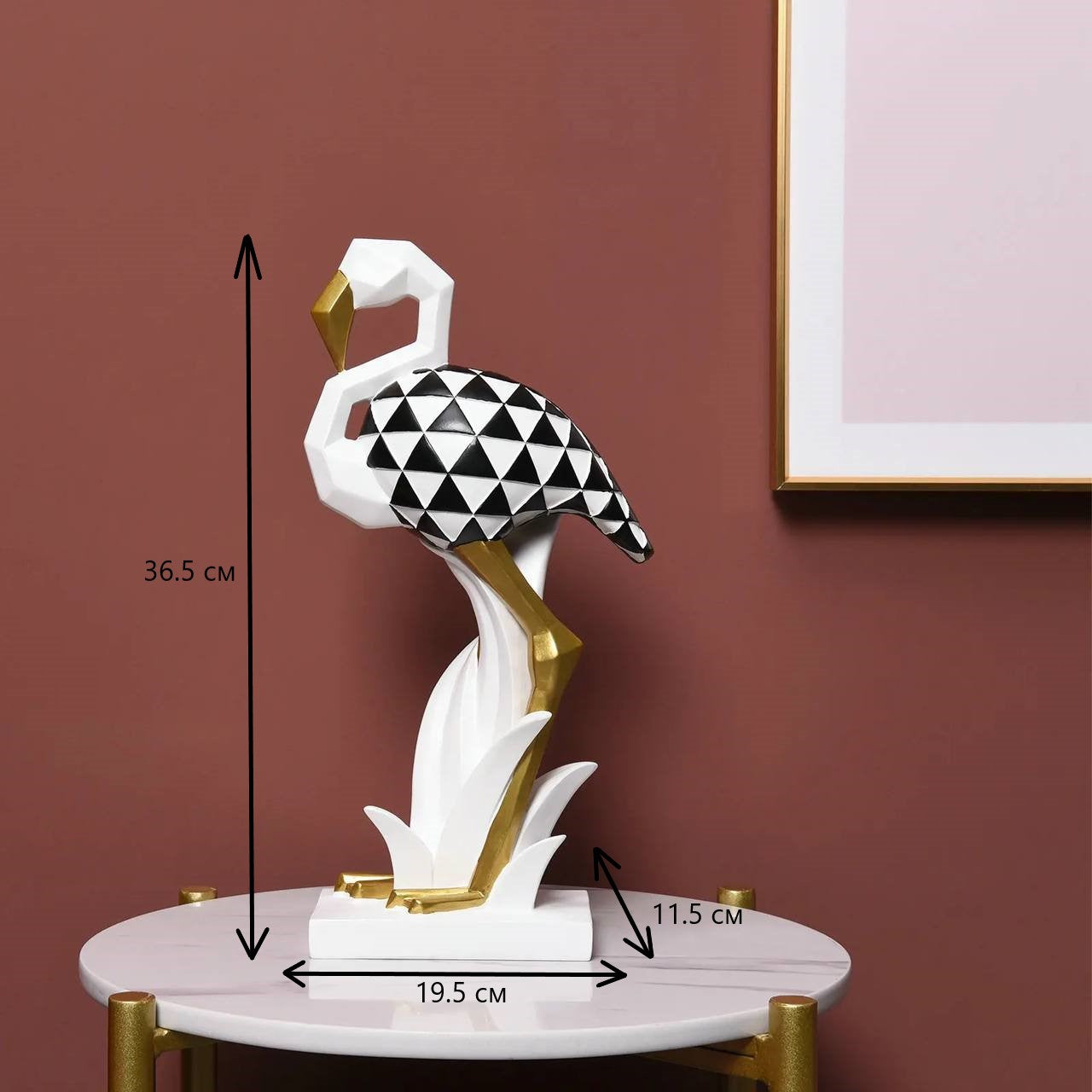 Flamingo figurine black and white