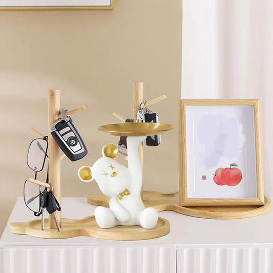 Bear figurine with a stand for small items, white