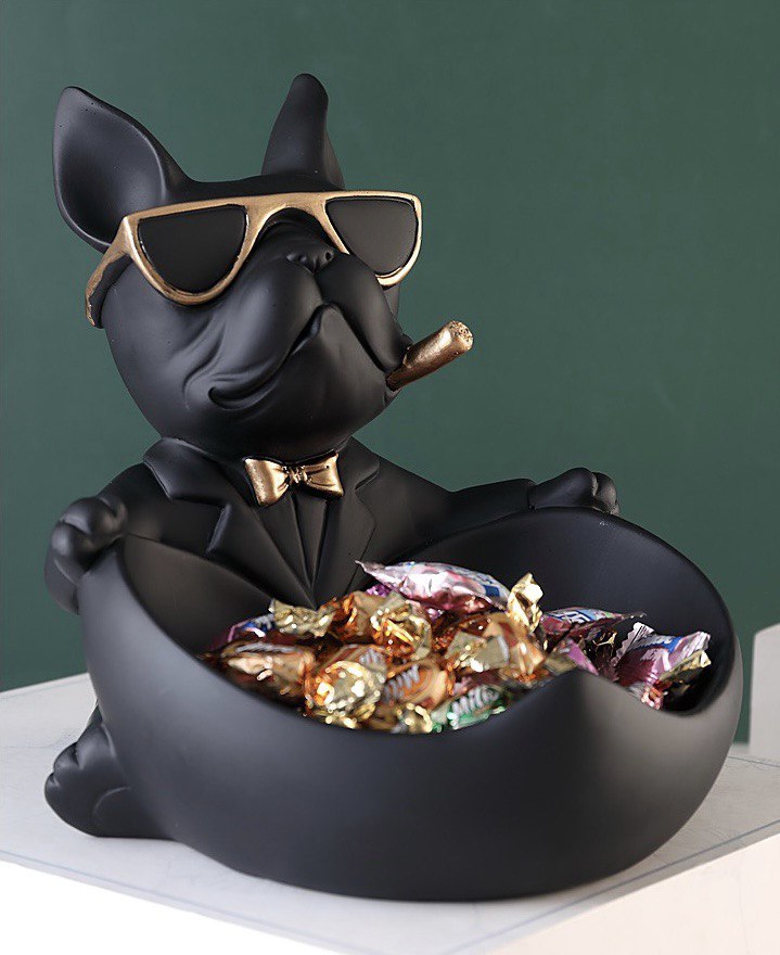 Статуетка собака цукерниця. Figurine France Bouldogue Chorna