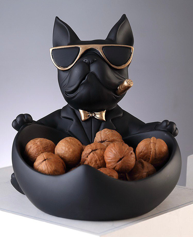 Статуетка собака цукерниця. Figurine France Bouldogue Chorna