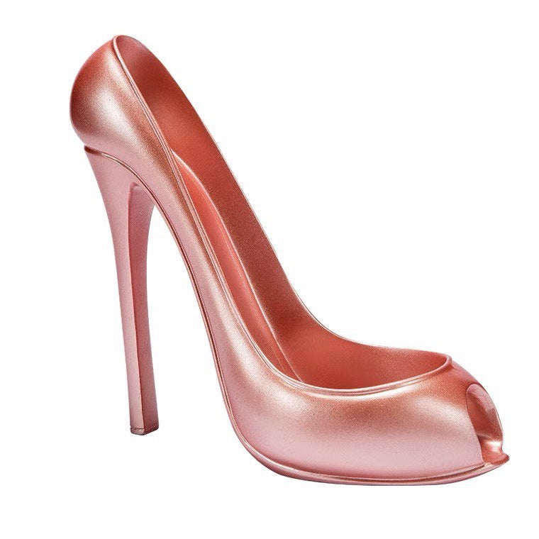 Shoe bottle holder pink. Stylish wine holder