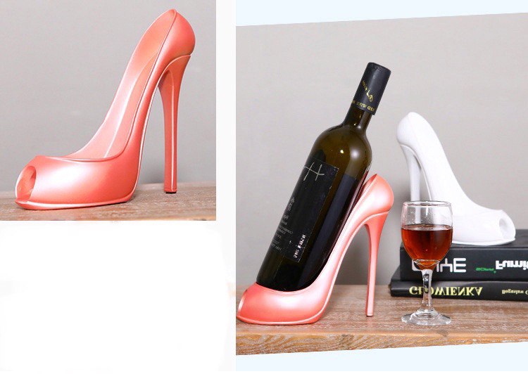 Shoe bottle holder pink. Stylish wine holder