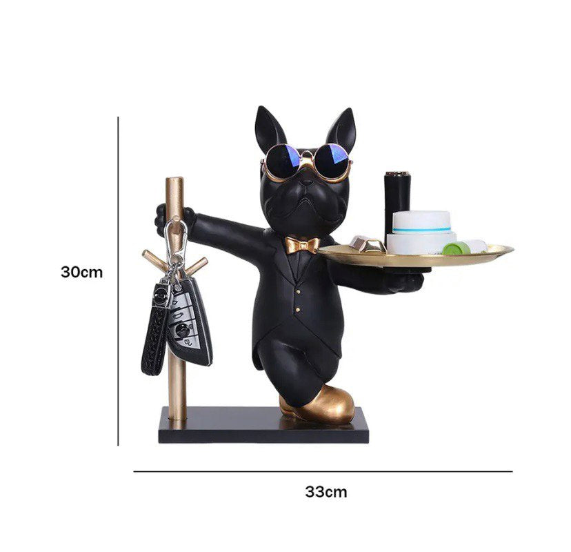 Bulldog figurine in sunglasses with trinket stand