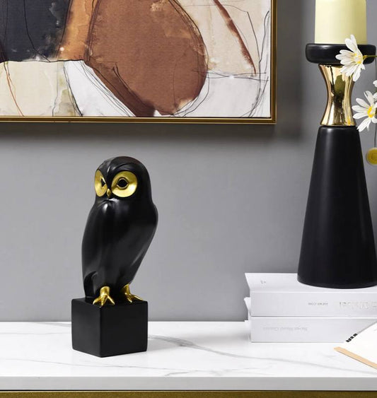 Black owl figurine