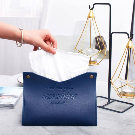 Blue eco-leather napkin holder