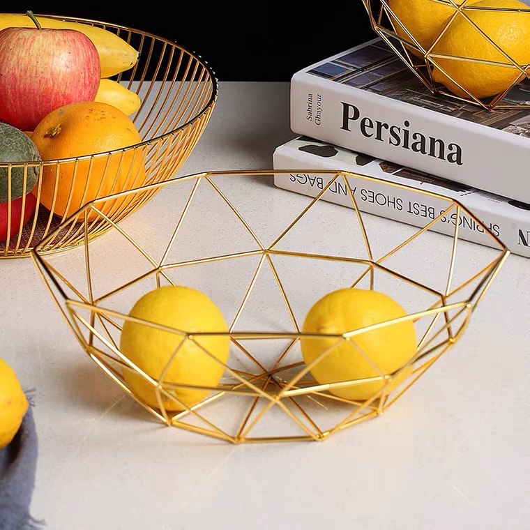 Metal fruit plate 27 cm gold s