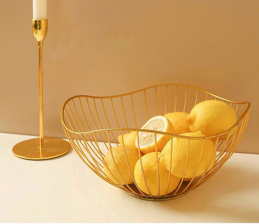 Metal fruit plate 27 cm gold