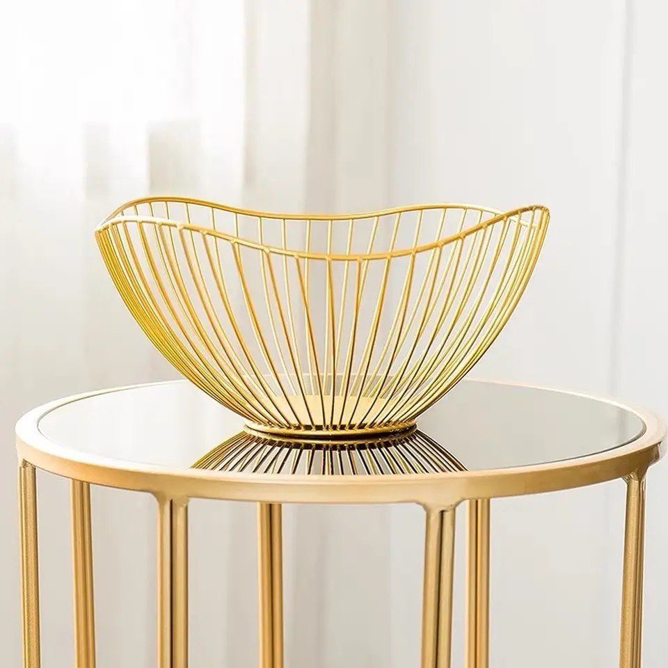 Metal fruit plate 27 cm gold