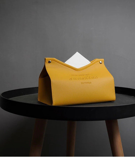 Yellow eco-leather napkin holder