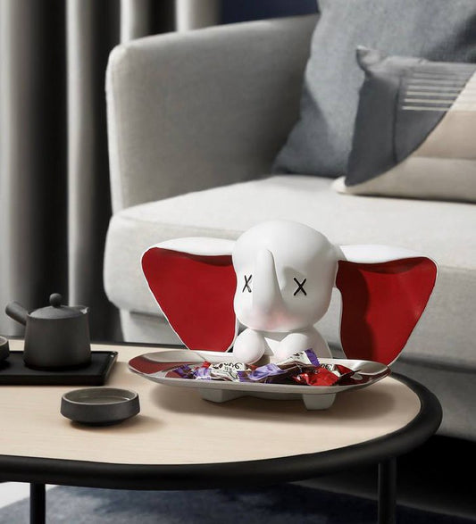 White elephant figurine with tray