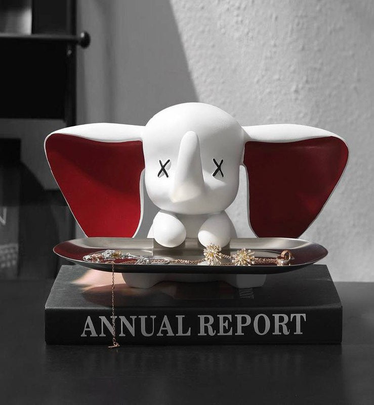 White elephant figurine with tray