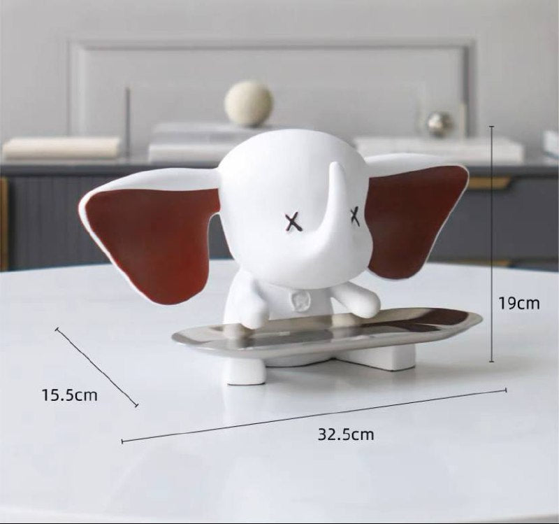 White elephant figurine with tray