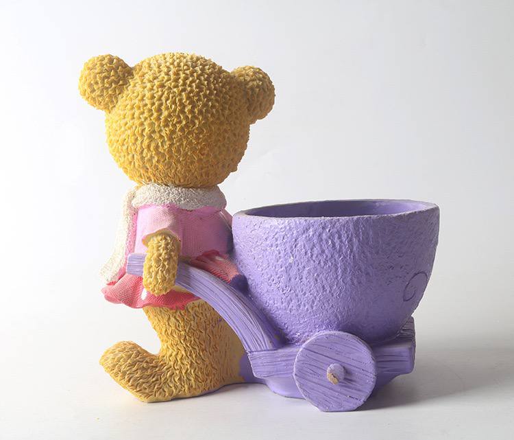 Plant pot bear girl with a stroller