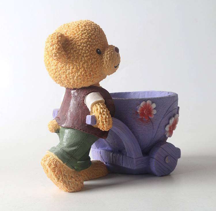 Plant pot bear boy with a stroller