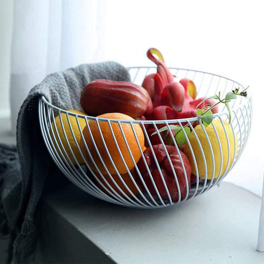 Metal fruit plate, fruit basket 25 cm white twisted