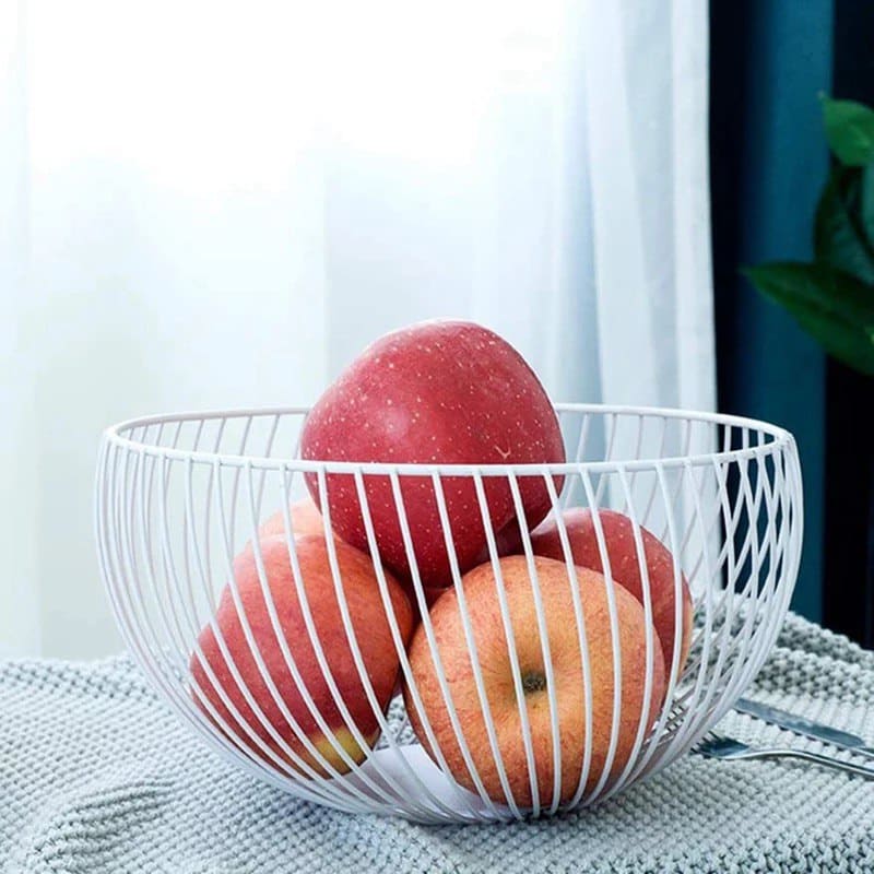 Metal fruit plate, fruit basket 25 cm white twisted