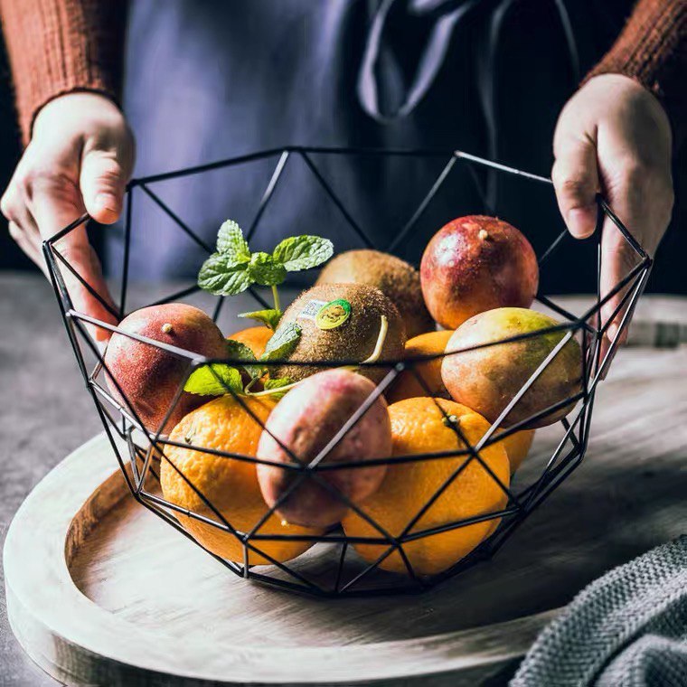 Metal fruit plate, fruit basket 26 cm black
