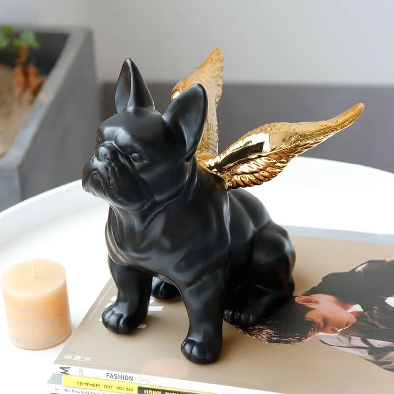Bulldog figurine with wings
