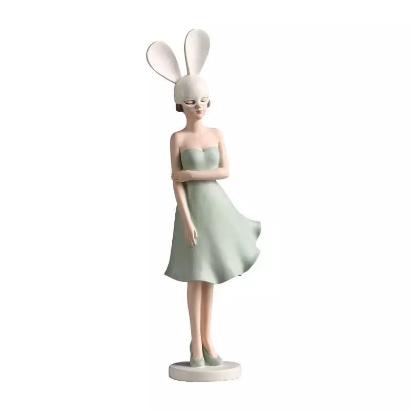 Статуетка дівчинка з вушками (зелена). Figurines pour l'inter'єру у вигляді дівчинки