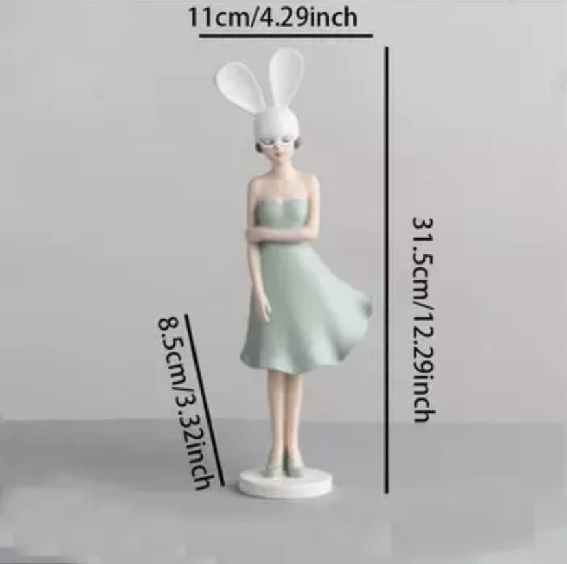 Статуетка дівчинка з вушками (зелена). Figurines pour l'inter'єру у вигляді дівчинки