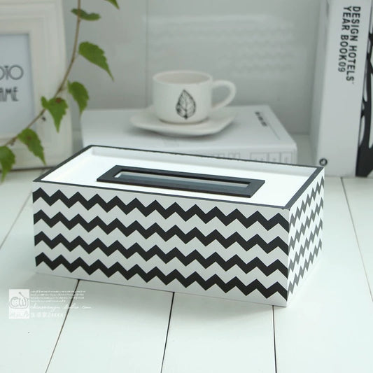 Wooden napkin holder with wave pattern