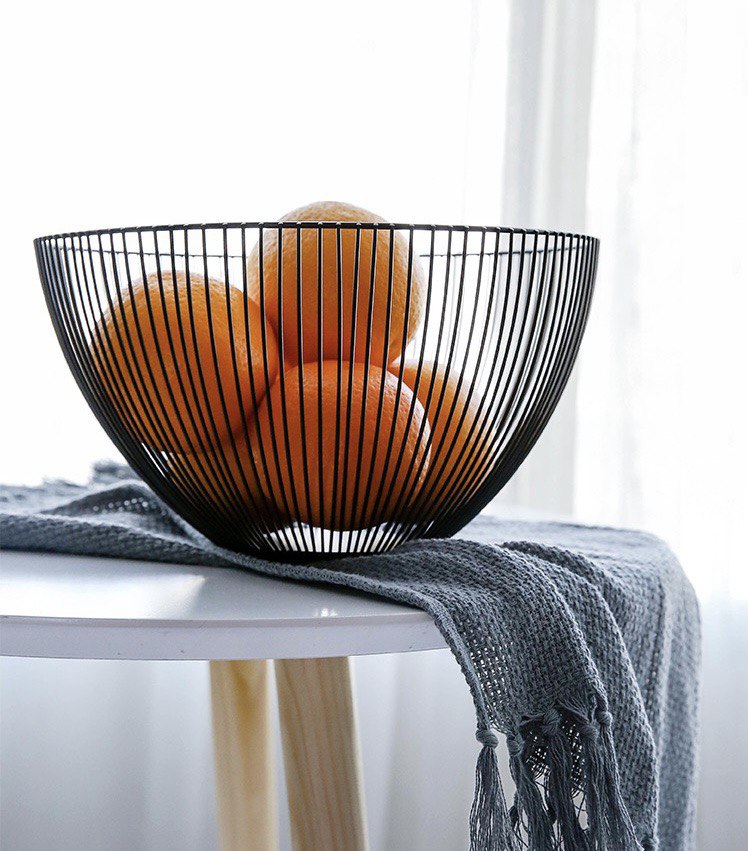 Metal fruit plate 25 cm, black