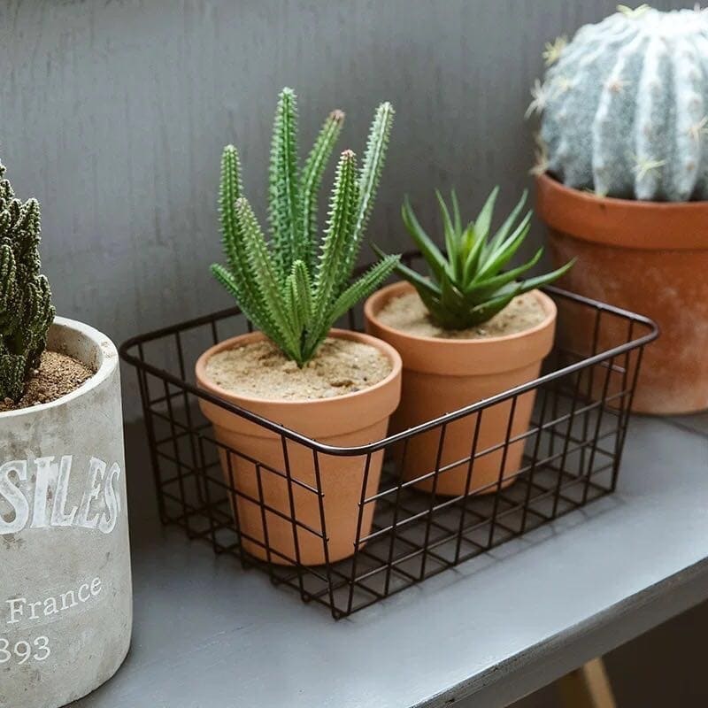 Metal storage basket black 27 cm