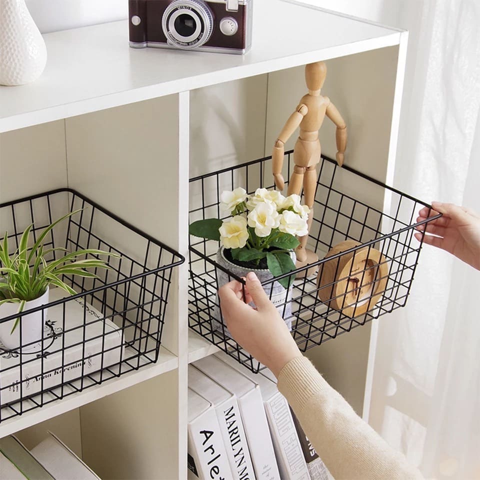 Metal storage basket black 27 cm